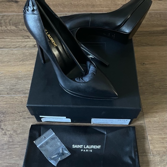 SAINT LAURENT-AUTHENTIC (NWT) Black Leather Heels - Picture 3 of 15
